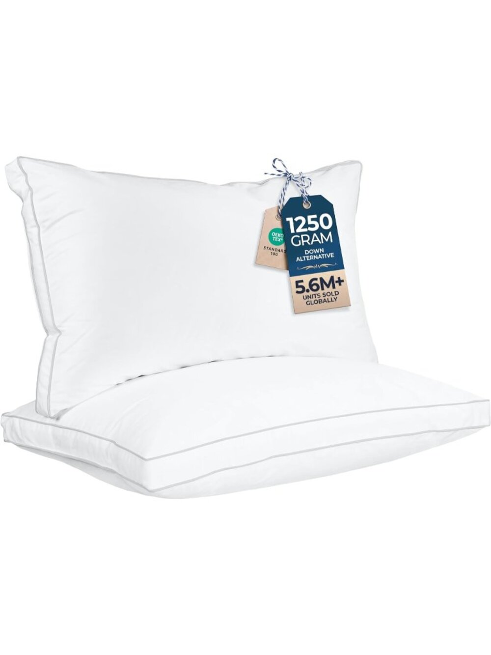 〽️King Size Hotel Pillows Set of 2 White Soft Gusset Bed Pillow Down Alternative